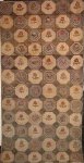 UPRIGHT ROSES IN OCTAGONS ANTIQUE HOOKED RUG