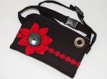 Fanny Pack / Cross Body Bag - Black / Red Flower