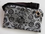 Brinley - Black / Silver Flower Fanny Pack / Cross Body Bag