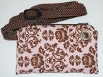 Fanny Pack / Cross Body Bag in Pink/Brown Damask