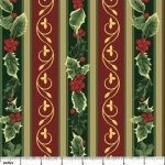 Northcott Holly Holiday Stripe