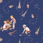 Michael Miller CHILDREN AT PLAY Fabric - Rocket Launch Club, Navy