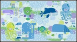 Studio e DEEP DEEP SEA Fabric - Panel Blue - Whale, Octopus, Fish