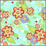 Polka Dot Garden Tossed Posies Turquoiset 1 yard