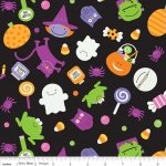 Riley Blake TRICK OR TREAT Fabric - Main Toss Black Halloween