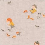 Heather Ross Fabric  Far Far Away III  - Horse Play, Light Canvas Hor