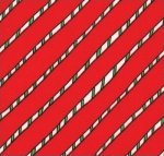Green and White Stripe on Red