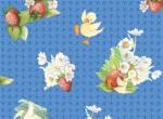 20930-B  * Popcorn the Bear *  Strawberries, Ducks and Flowers on Blue Background