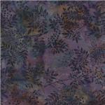 ib67-j1 (12/11)  *Island Batik*  Glass Sapphire -Navy Leaf Pattern on Purple/Blue