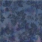 ib67-k7(11/11)  *Island Batik*  Glass Sapphire Blue with Navy Leaf Motif