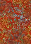 tonga-b7792-rust (2/11) *Tonga Batik - Cobble Hill*  Blue/Green Leaf Pattern on Rust