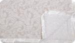 Jaclyn: Cream and Tan damask with Cream Swirl and Cream Ruffle