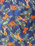 Dragonflies, butterflies & ferns on blue