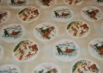 A206 Vintage Christmas Scene Snowman and Children Playing Winter Wonderland Cotton Cotton fabric Quilt fabric