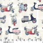 British are Coming Britain England Scooter Bike English Plaid Cotton Fabric Quilt Fabric AB0103