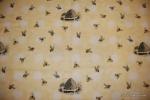 Honey Bee Vintage Style French Country Culinary Print Bee Skep Cotton Fabric Quilt Fabric ABA120