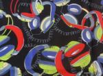 Headphones Retro 70's Music Dance Throw Back Cotton Fabric Quilt Fabric ABO131