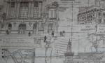 Paris Architecture Vintage etchings France Map Vintage Style Print Cotton Fabric Quilt Fabric AC032