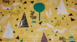 Hedgehog Forest Friends Fox and Hedgehog Yellow Geometric Print Cotton Fabric Quilt Fabric AC042