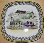 Railway Train Railroad Pottery Plate Signed Portland Pottery Ltd Made in England for PV Cobridge 4 inch plate BOX50A