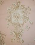 Toile Cherub Pink Angel Print Taupe Ivory Pale Pink Heavy Weight Cotton Fabric Drapery Fabric HD371