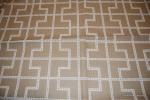 Celerie Design Bleeker Street Modern Geometric Square Print Taupe and Ivory Cotton Linen Fabric Drapery Fabric HDA025