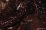 K146 Plum Burgundy Silk Organza Net with Embroidered Tree Leaves Metallic Copper and Silver Threads Silk Fabric Drapery Fabric