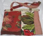 KCB11 Vintage Scrap Barkcloth Ticking Stripe Market Tote Bag Handcrafted Local Artist