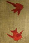 Burlap Ribbon Embroidered with Red Bird Cardinal 4 inches WIDE and 5 yards long OSDS101