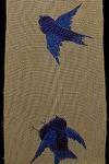Burlap Ribbon Embroidered with Blue Bird Cardinal 4 inches WIDE and 5 yards long OSDS111