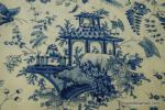RL555 Ralph Lauren Chinoiserie Garden Asia Toile Linen Fabric Heavy Weight Linen Drapery Fabric Porcelain and Ivory 