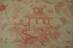 RL556 Ralph Lauren Chinoiserie Garden Asia Toile Linen Fabric Heavy Weight Linen Drapery Fabric Petal Pink and Ivory Colorway