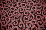 Outdoor Coral Pink and Black Swirl Scroll Leaves Famous Maker Acrylic Reversible Fabric SHDA037
