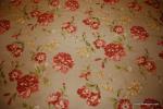 WB137 Classic Floral Print Burgundy Rose Flowers Leaves Pink and Green Light Gray background Silk Taffeta Fabric Drapery Fabric