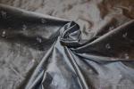 WB141 Silver Dupioni Silk Fabric 54 with Lavender Floral Embroidery Drapery Fabric Apparel Fabric