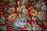 Schumacher 8 YARD PIECE True Vintage Burgundy Red Glazed Chintz Floral Rose Cotton Fabric Drapery Fabric English Country Style REM-Z129 Orig Price $630 SALE $59.99 whole piece