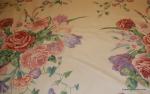 Chintz 17 YARD PIECE Vintage English Glazed Chintz Design Large Pink Purple Flowers Leaves Plants Off-White background Cotton Fabric Drapery Fabric REM-Z149