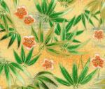 Silk Road Metallic Green & Yellow Leaf