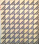 ROMAN STRIPE reverses to FRAMED SQUARE, indigo and white