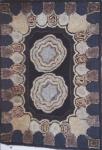 TWO ABSTRACT CIRCLES ANTIQUE HOOKED RUG