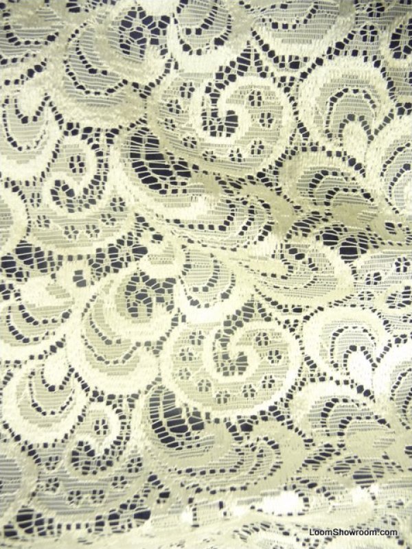 Lace Sheer Embroidered Scallop Lace Ivory Curtain Fabric Drapery Fabric