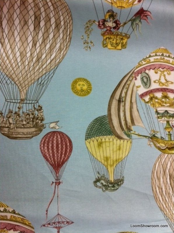 Waverly Hot Air Balloon Vintage Toile Print Heavy Weight Cotton Fabric