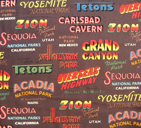 National Parks names on brown