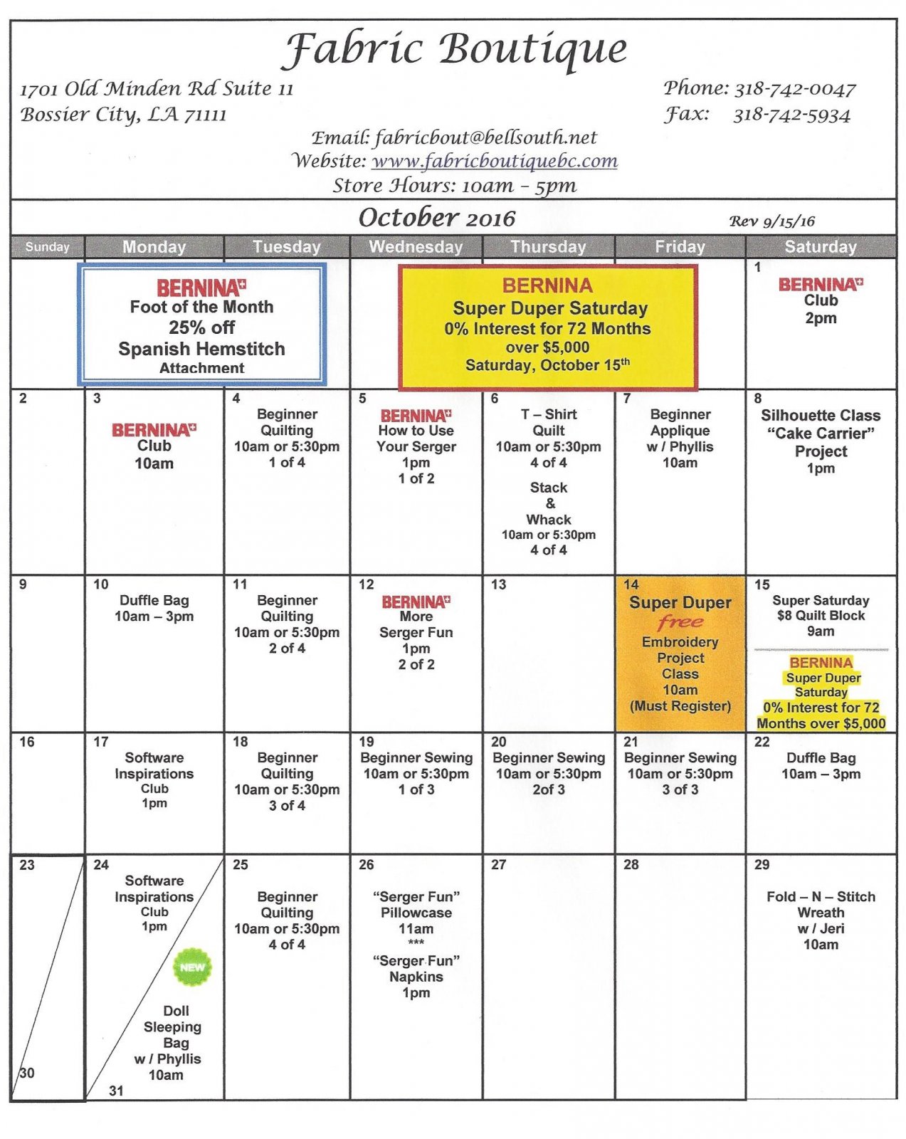 Fabric Boutique Bossier City, Louisiana