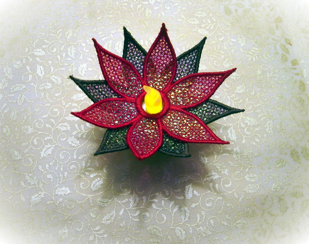 Embroidery Club Poinsettia Tea Lights