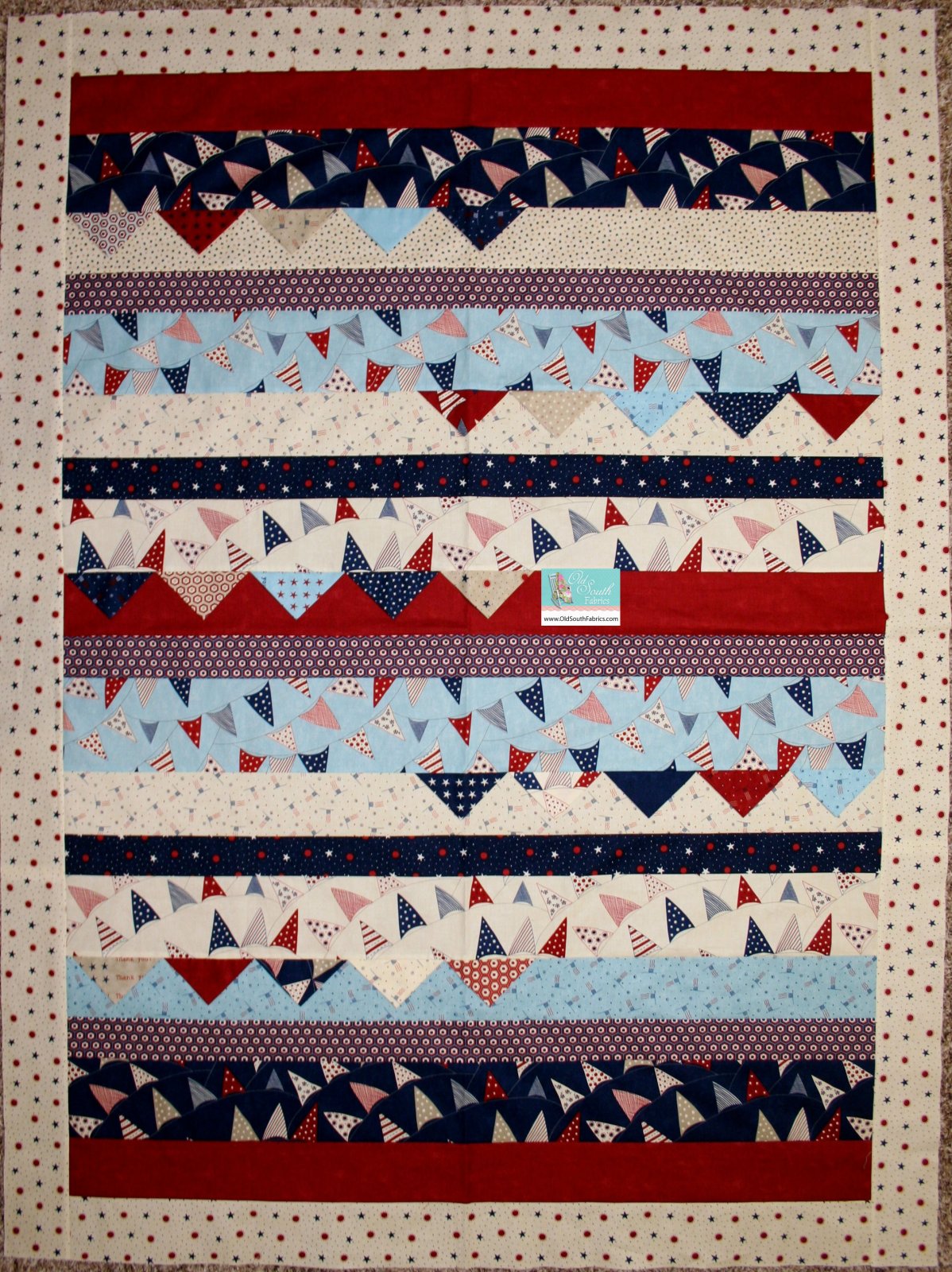 Red White and Free by Moda Quilt Kit with Backing Binding and Pattern