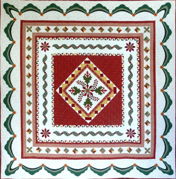 Sue Garman - Coxcomb Medallion - a Round Robin Quilt