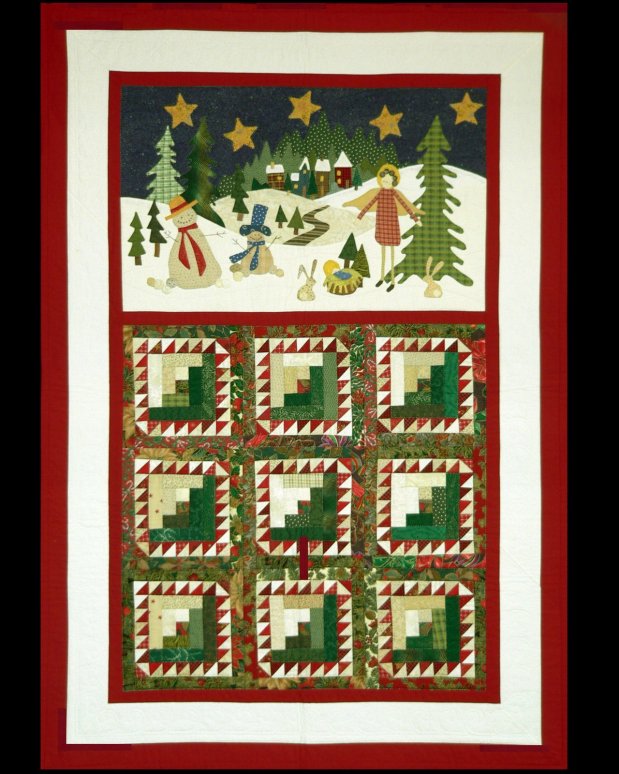 Sue Garman - Feathered Log Cabin Christmas