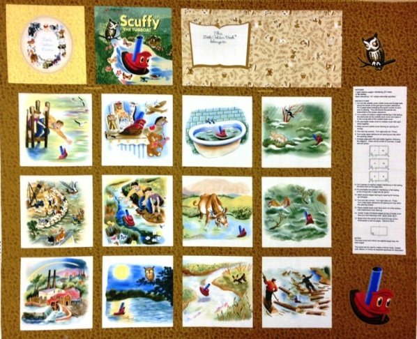 scuffy the tugboat golden book panel 016542449375 christmas fabric panels for quilting