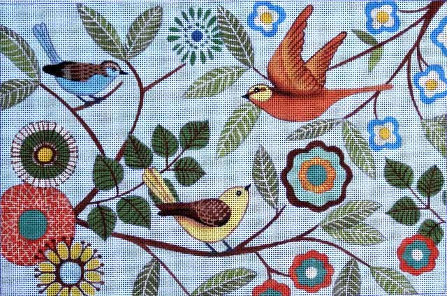 Maggie Needlepoint Mod Folk Birds